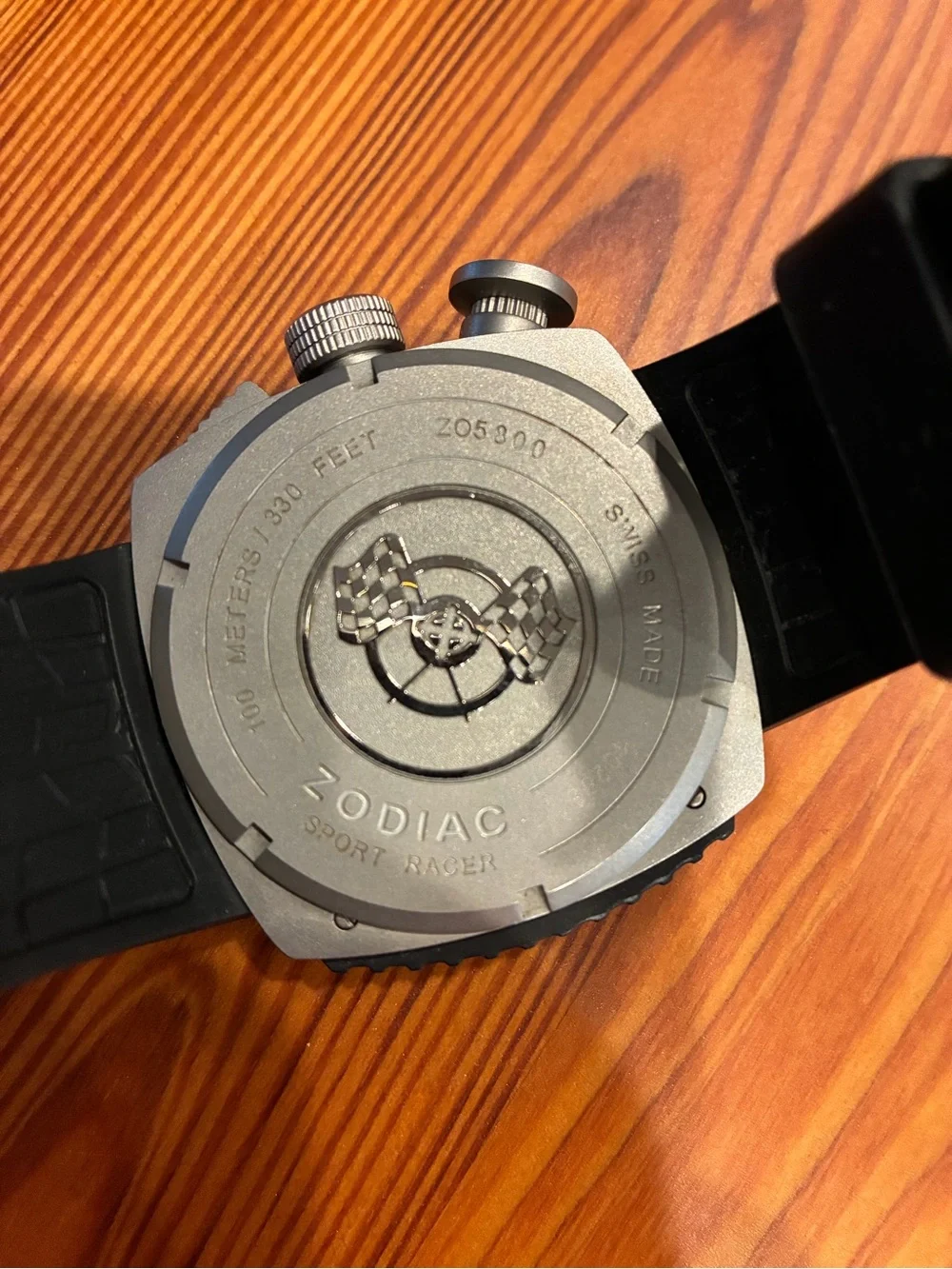 Zodiac Black and Silver Tachymeter Chronograph Watch
